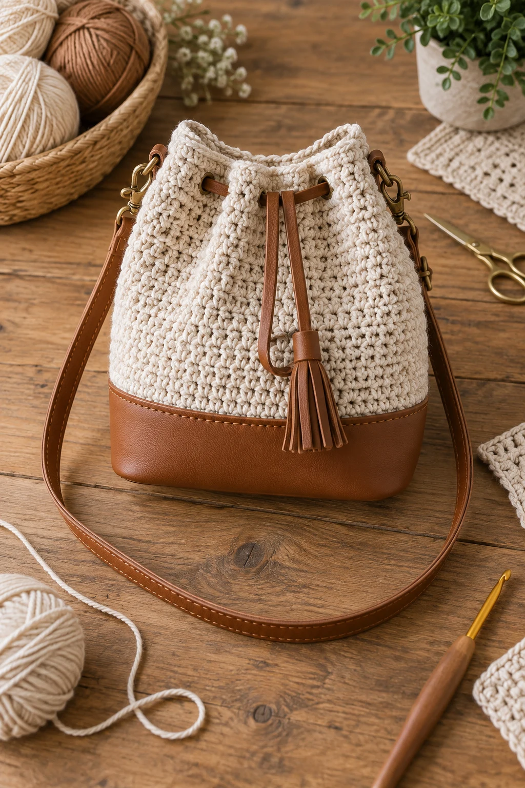 Little Bag With a Leather-Style Base — crochet little bag style outfit