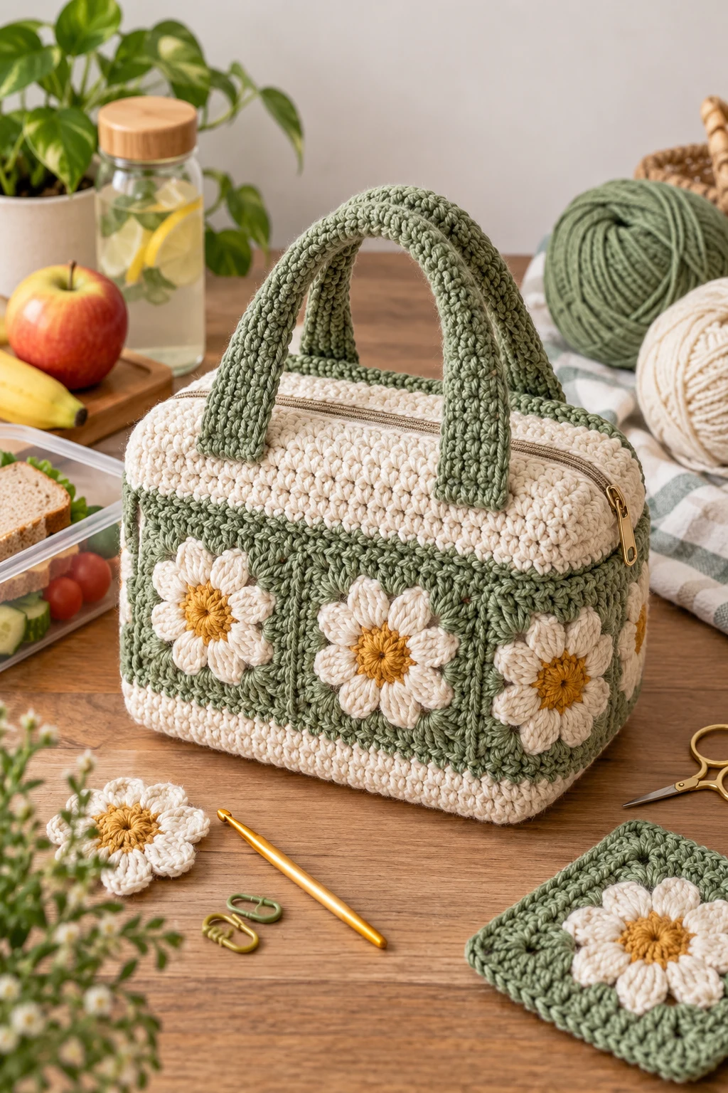 Crochet Lunch Bag With a Zipper — crochet lunch bag style outfit