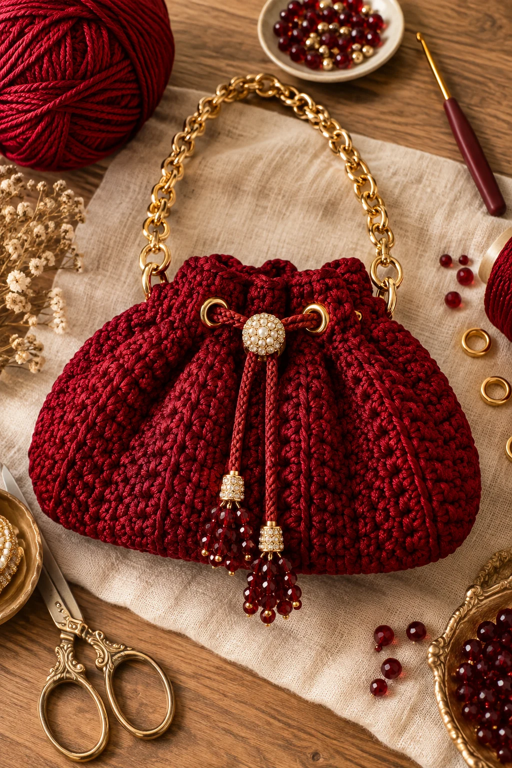 Ruby Red Evening Crochet Luxury Bag — crochet luxury bag style outfit