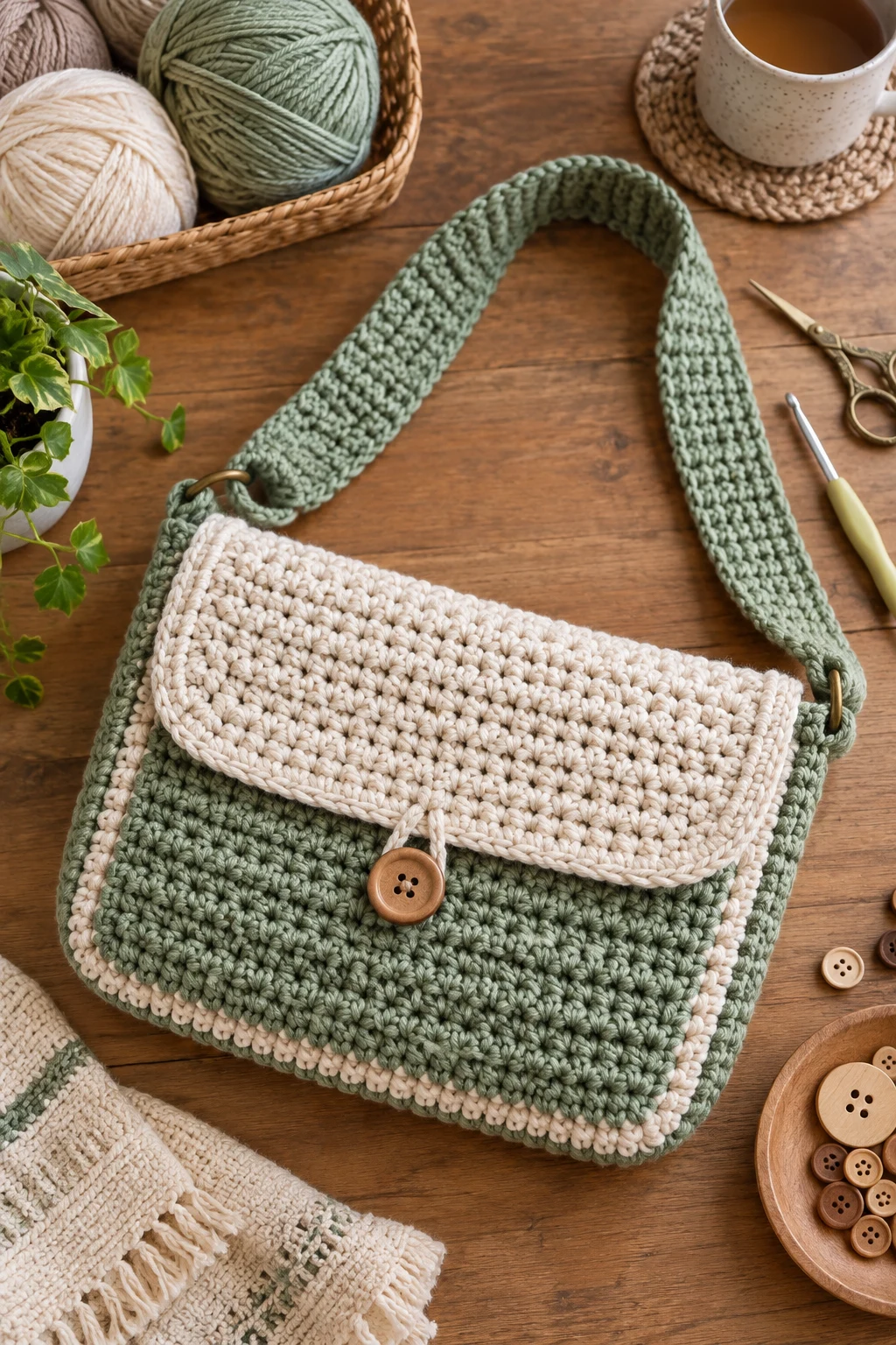 Beginner-Friendly Free Pattern Project — crochet messenger bag style outfit