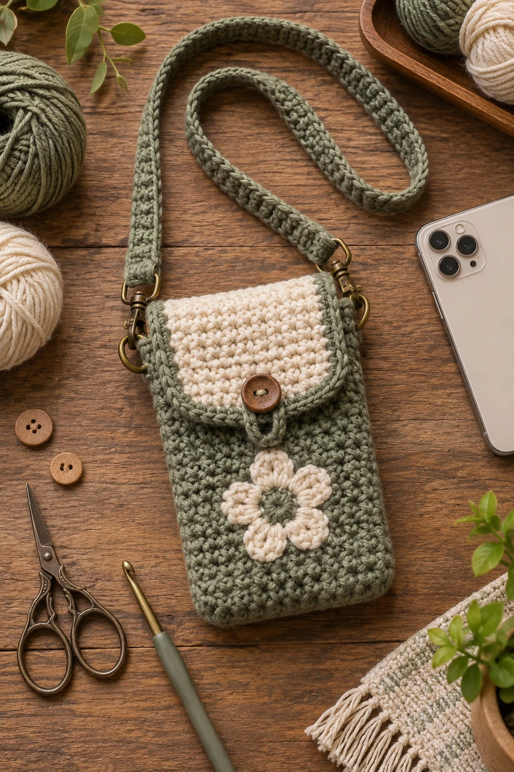 Compact Phone Messenger — crochet messenger bag style outfit