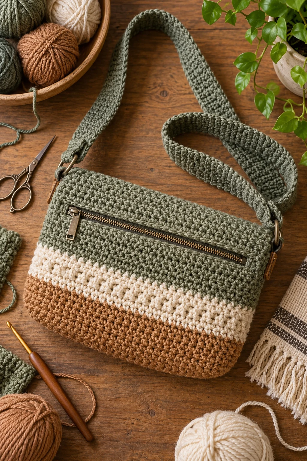 Secure Zipper Messenger — crochet messenger bag style outfit