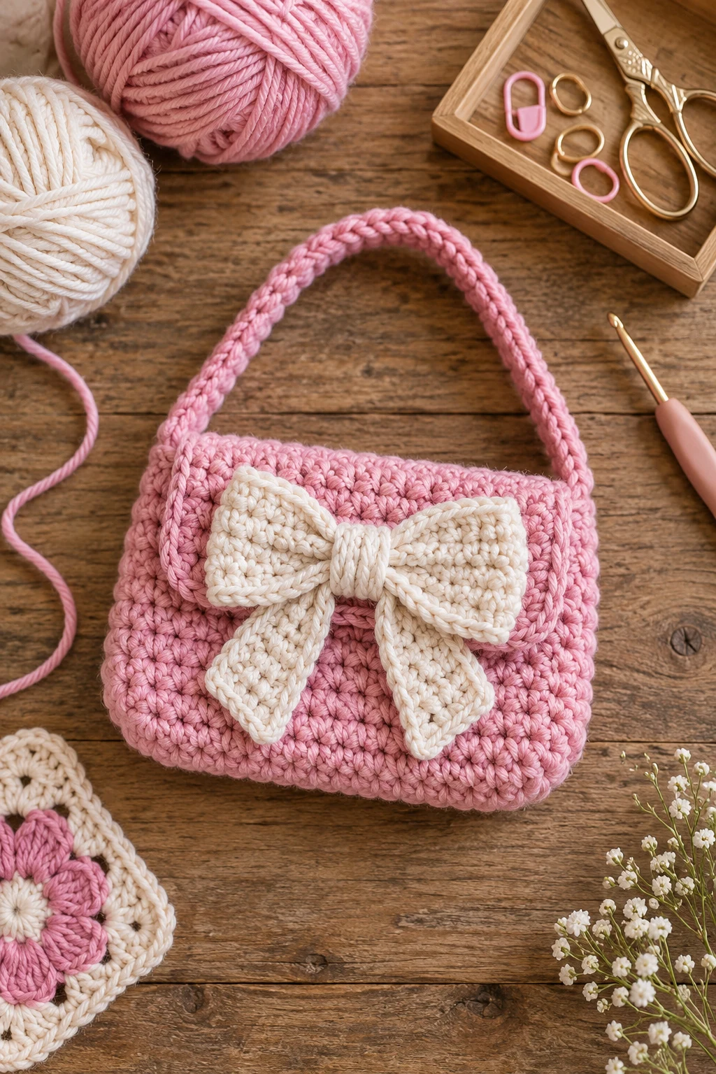 Bow-Front Mini Purse — crochet mini bag style outfit