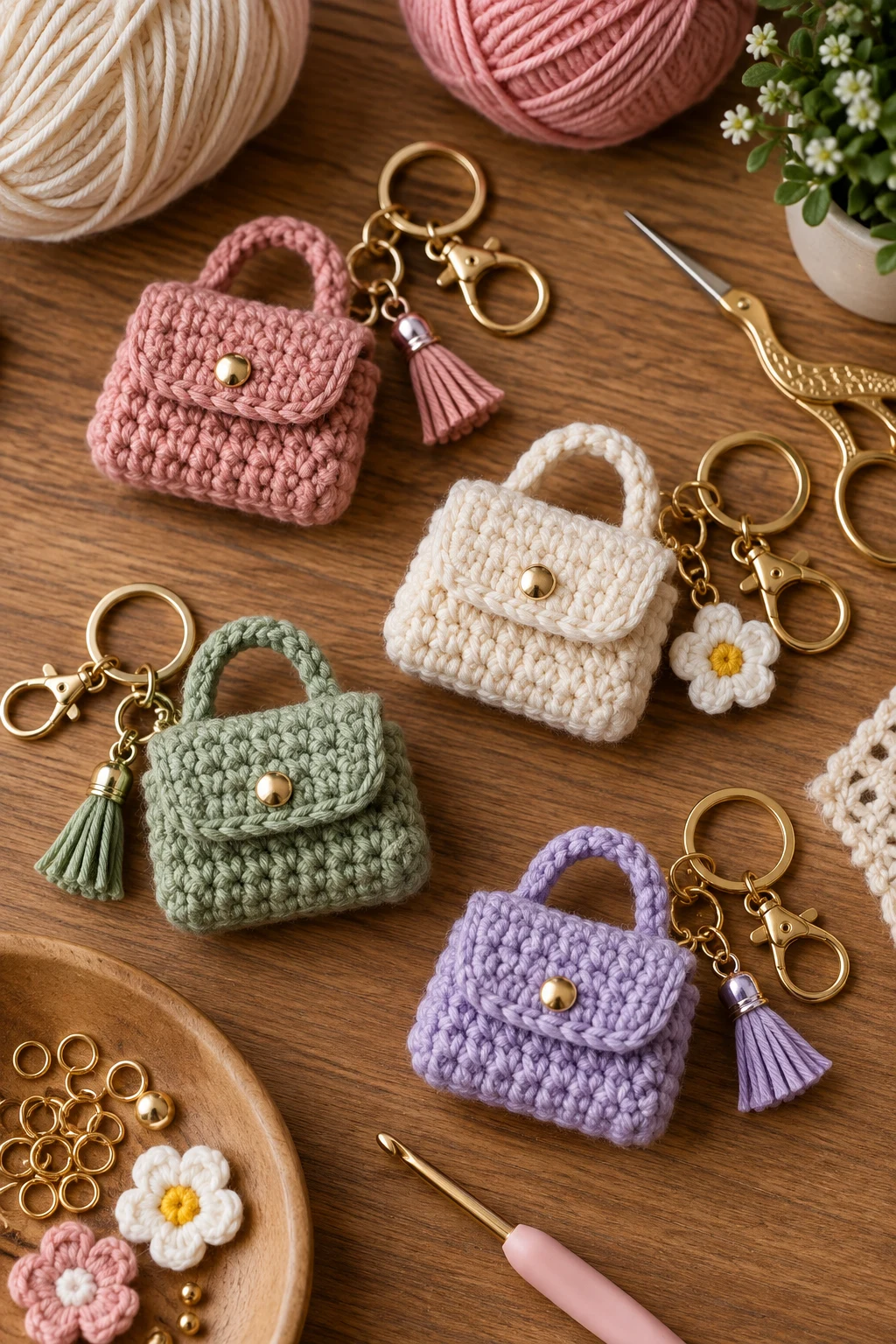 Crochet Mini Bag Keychain — crochet mini bag style outfit