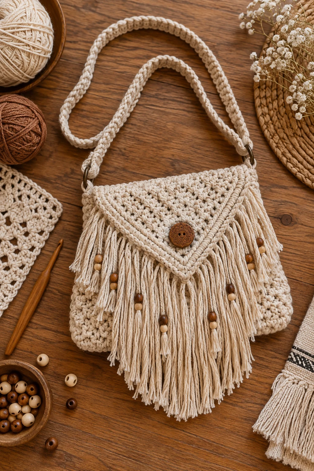 Boho Fringe Bag — crochet mini bag style outfit