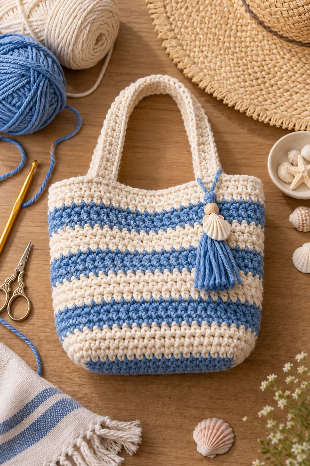 Striped Beach Mini Bag — crochet mini bag style outfit