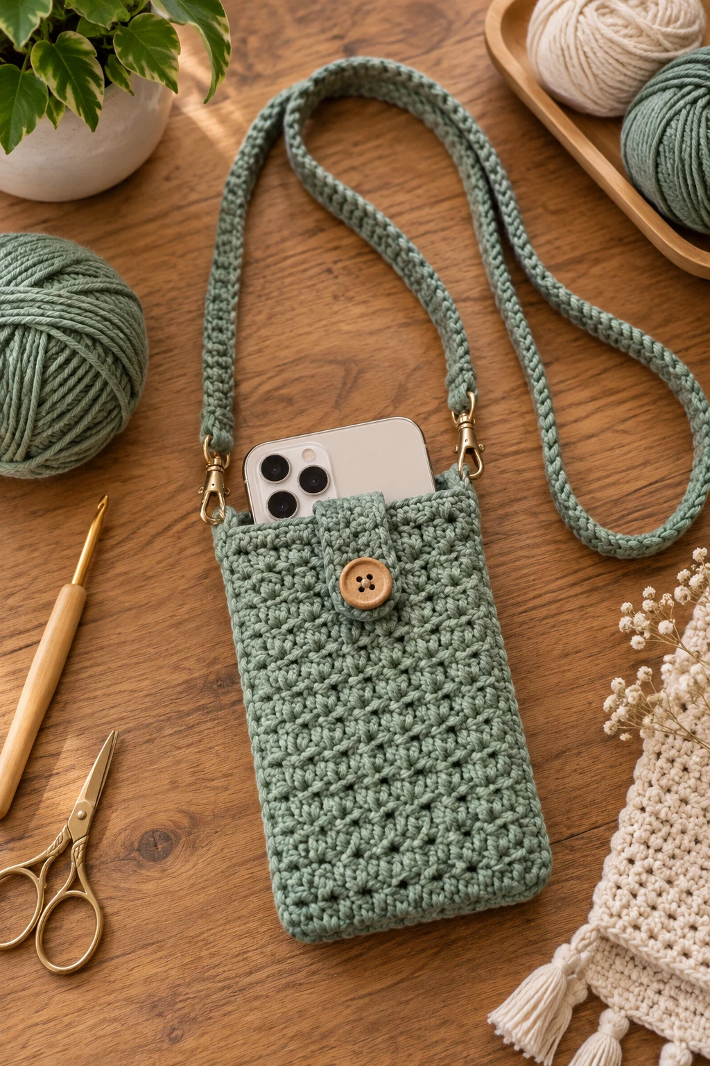 Phone-Friendly Crossbody — crochet mini bag style outfit