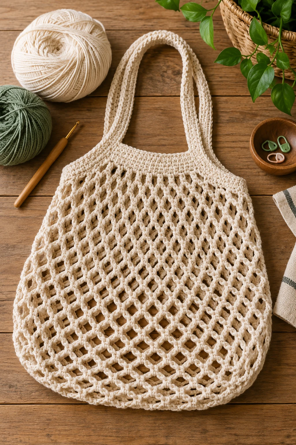 Beginner-Friendly Easy Crochet Net Bag — crochet net bag style outfit