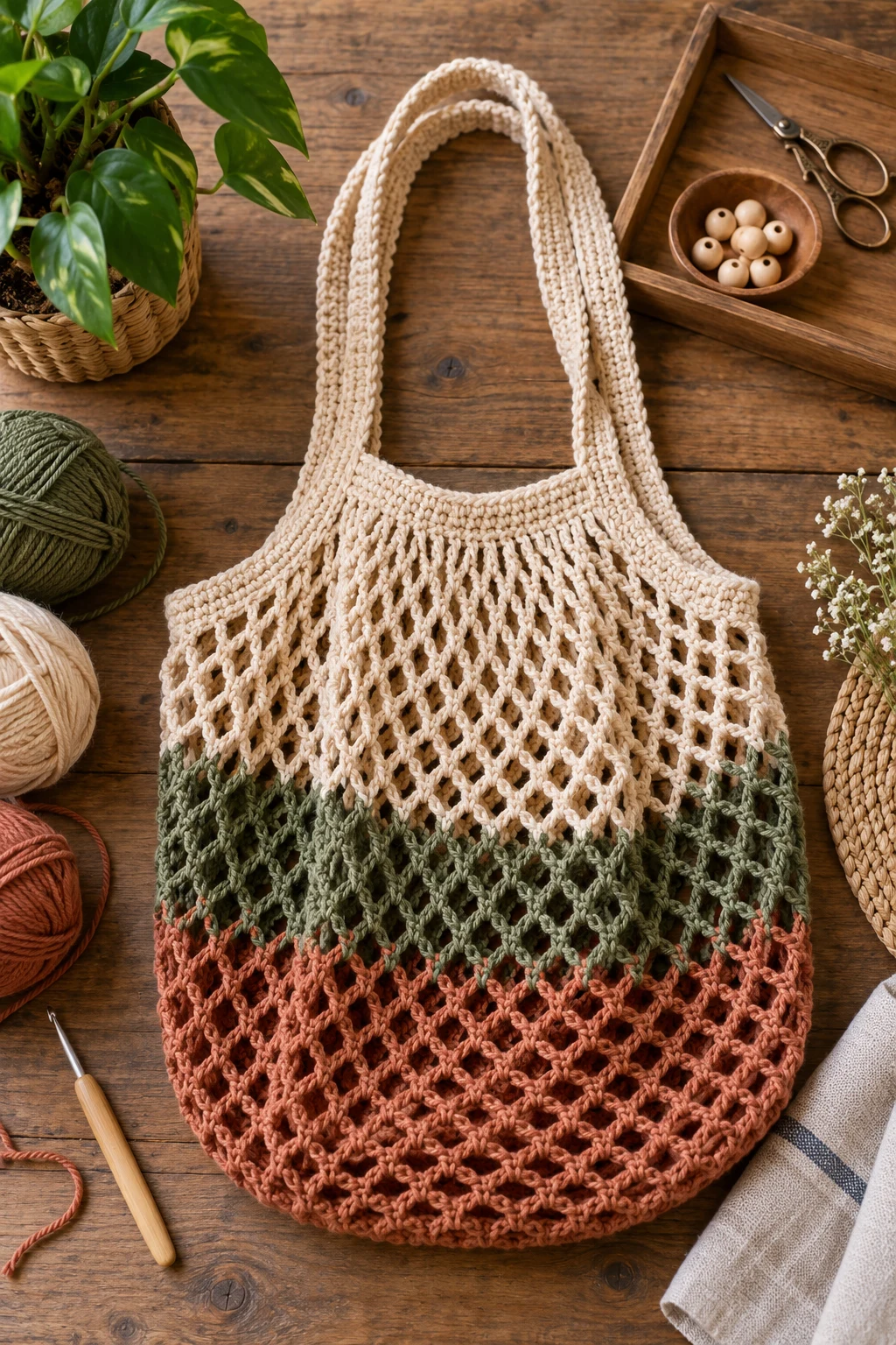 Crochet Net Bag Inspired by Handmade Market Designs — crochet net bag style outfit