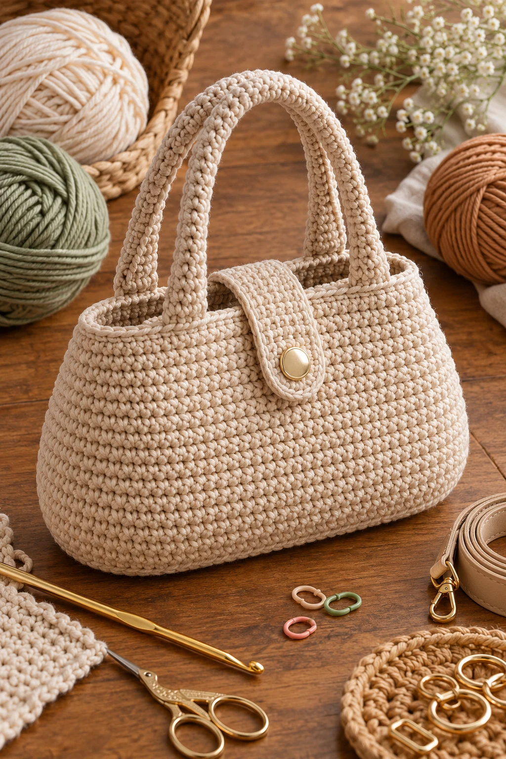 Oval-Base Structured Handbag — crochet pattern bag style outfit
