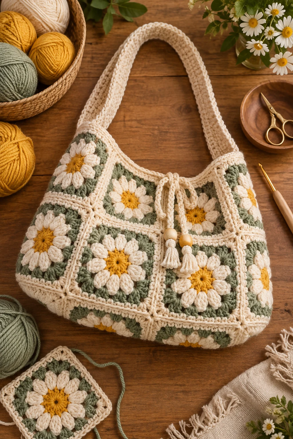Granny Square Shoulder Bag — crochet pattern bag style outfit