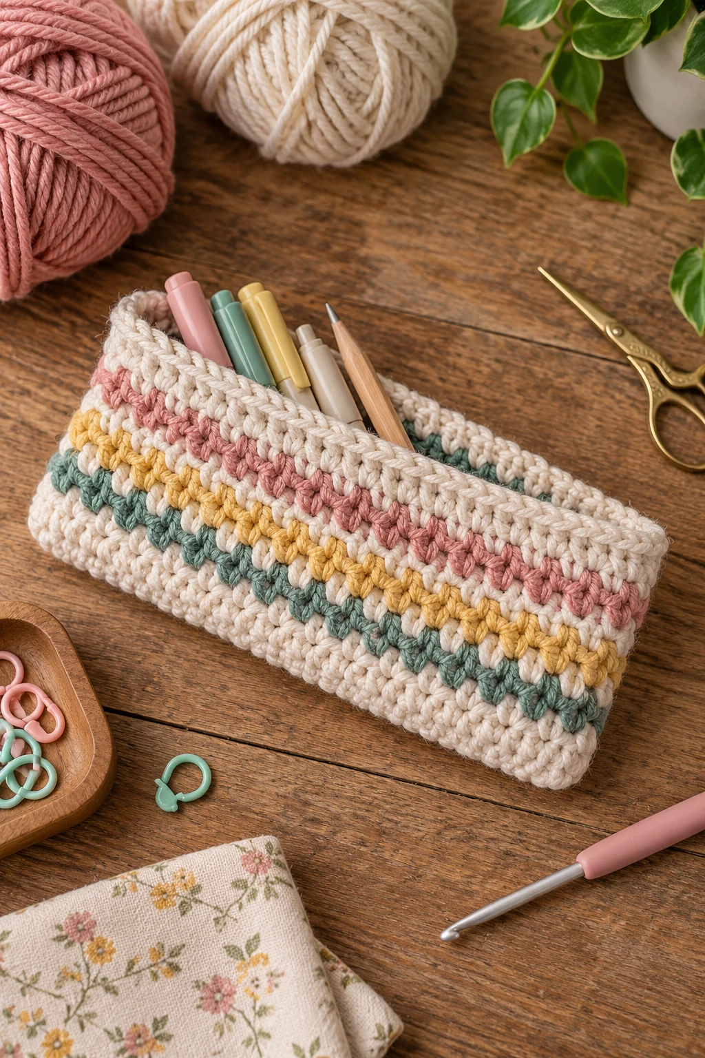 Beginner-Friendly No-Zipper Pencil Pouch — crochet pencil bag style outfit