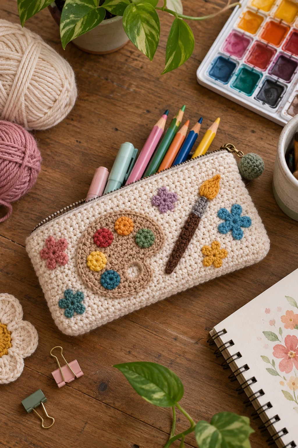 Mini Artist's Crochet Pencil Bag — crochet pencil bag style outfit