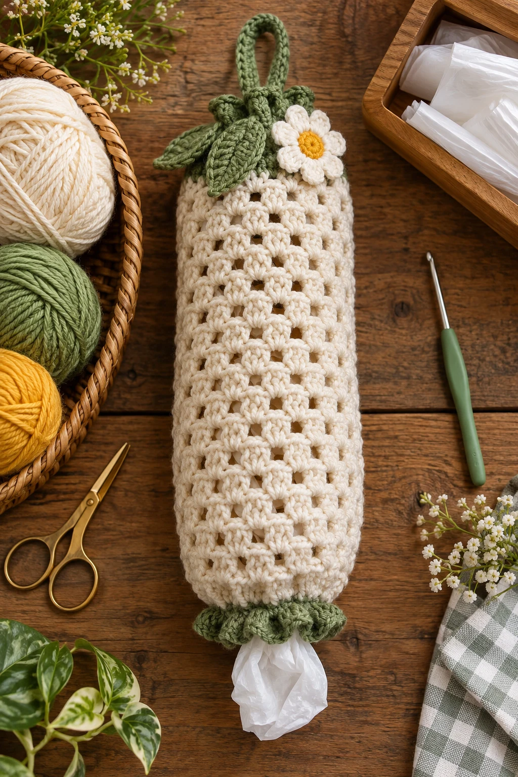 Simple Crochet Plastic Bag Holder Free Pattern — crochet plastic bag holder free pattern style outfit