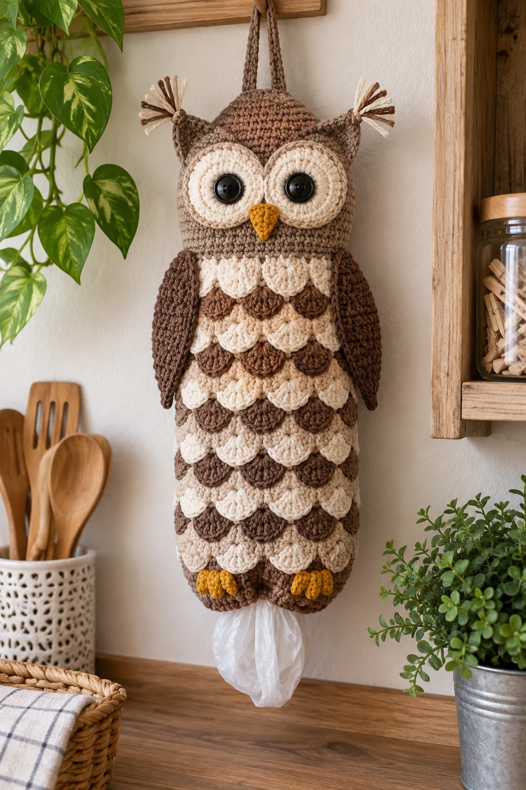 Crochet Owl Plastic Bag Holder — crochet plastic bag holder free pattern style outfit