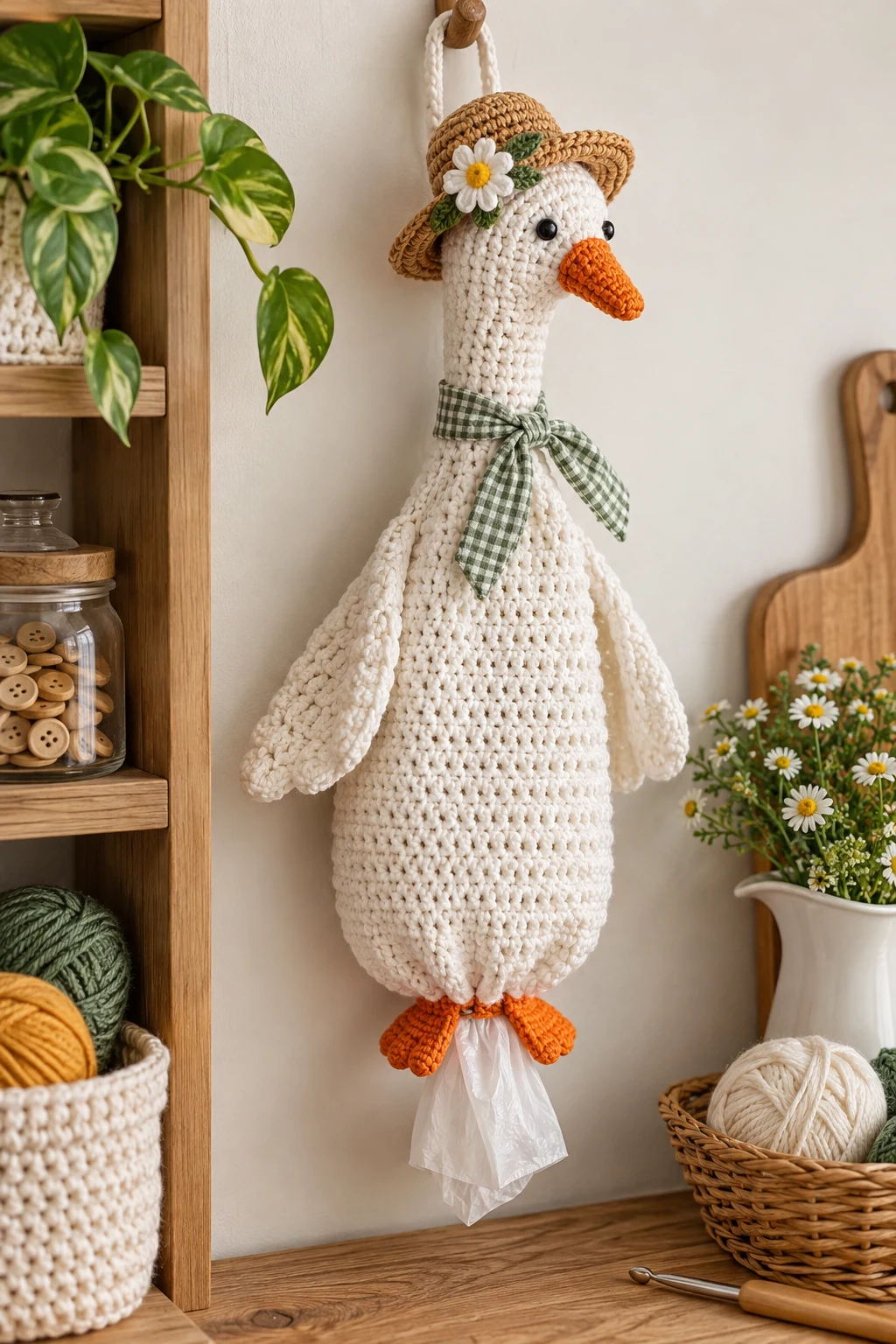 Crochet Goose Bag Holder — crochet plastic bag holder free pattern style outfit