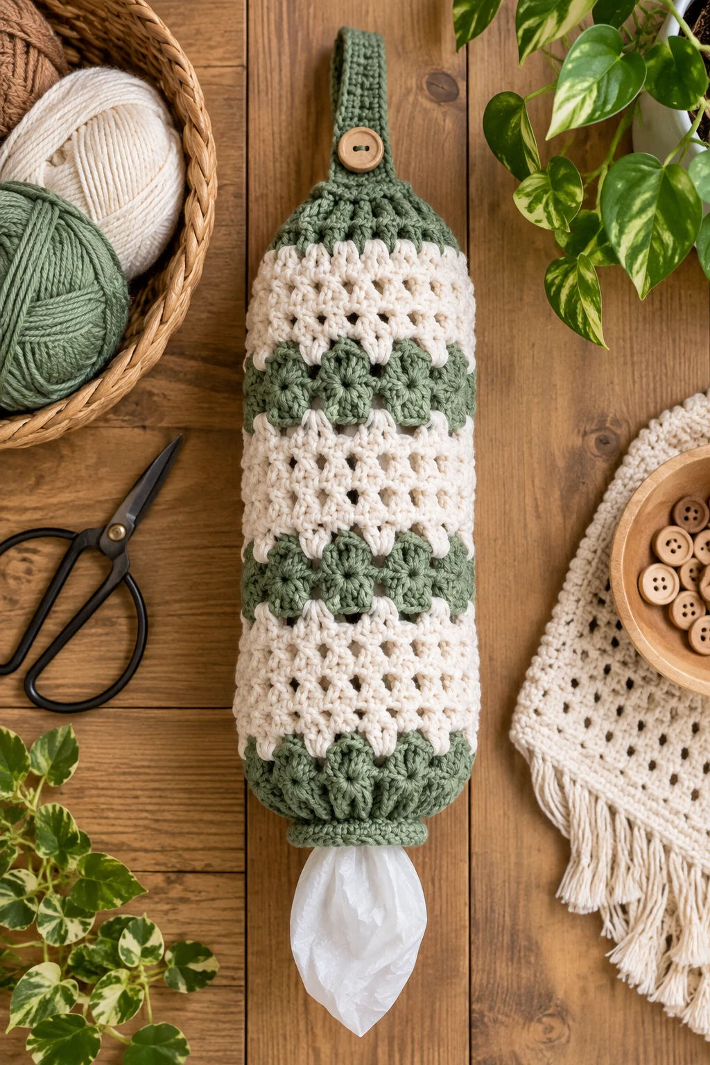 Simple Crochet Plastic Bag Holder Free Pattern PDF Style — crochet plastic bag holder free pattern style outfit