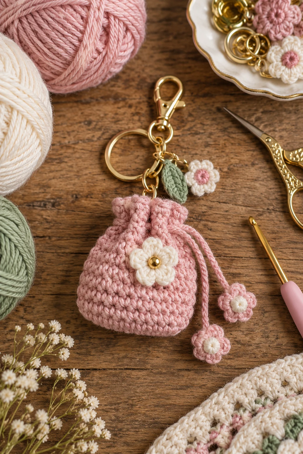 Mini Crochet Pouch Bag Charm — crochet pouch bag style outfit