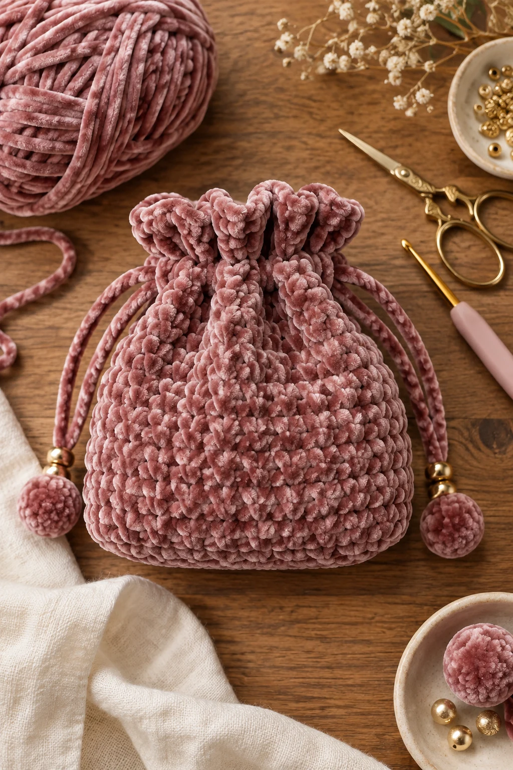 Soft Velvet Crochet Pouch Bag — crochet pouch bag style outfit