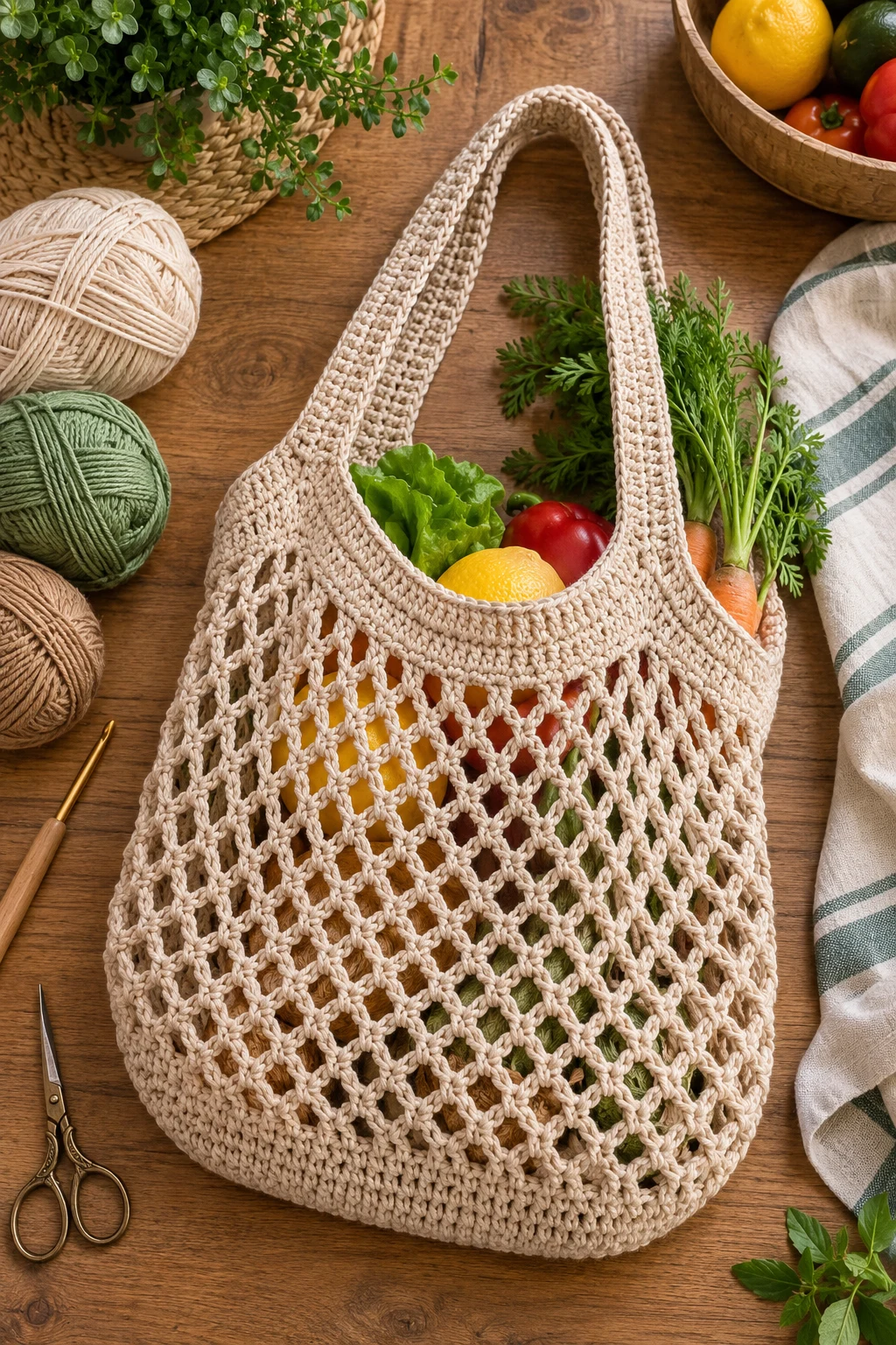 Crochet Bag Holder Pattern Free: Practical Market Pouch — crochet pouch bag style outfit