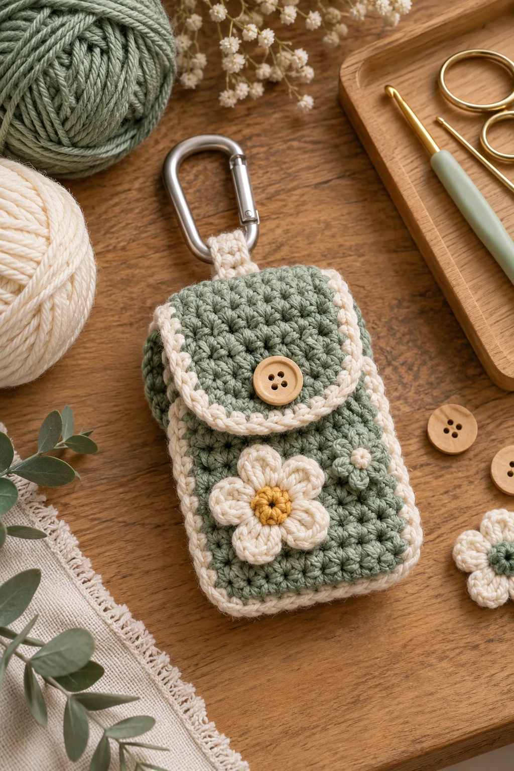 Crochet Carabiner Pouch Bag — crochet pouch bag style outfit