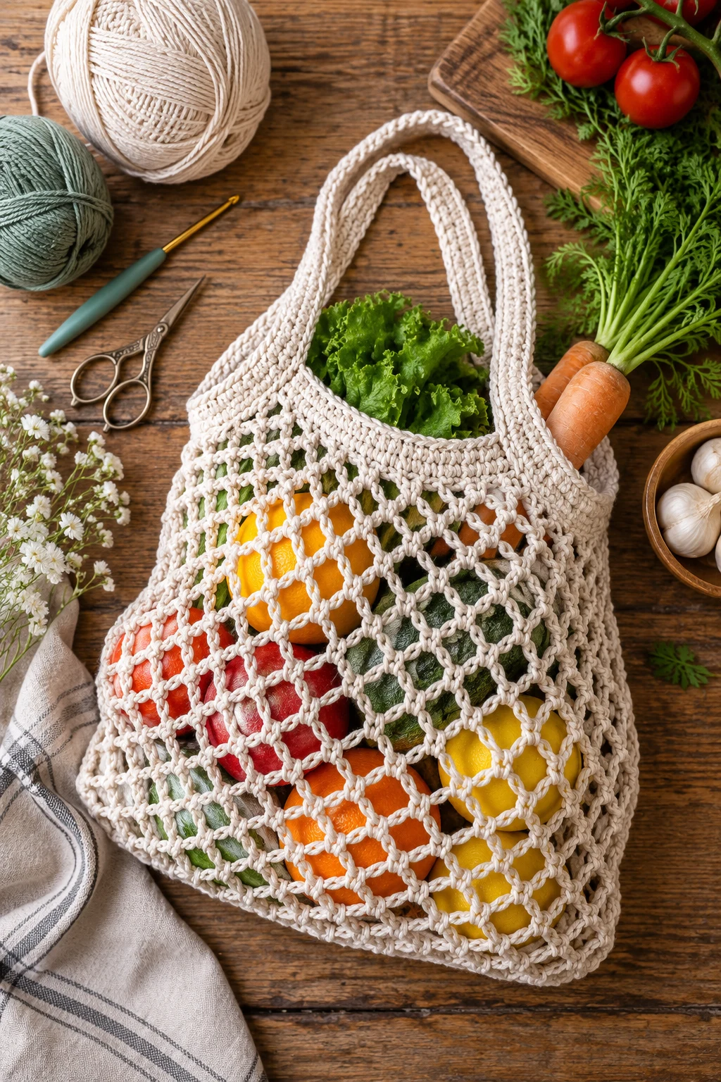 Crochet Mesh Produce Bag Pattern — crochet produce bag style outfit