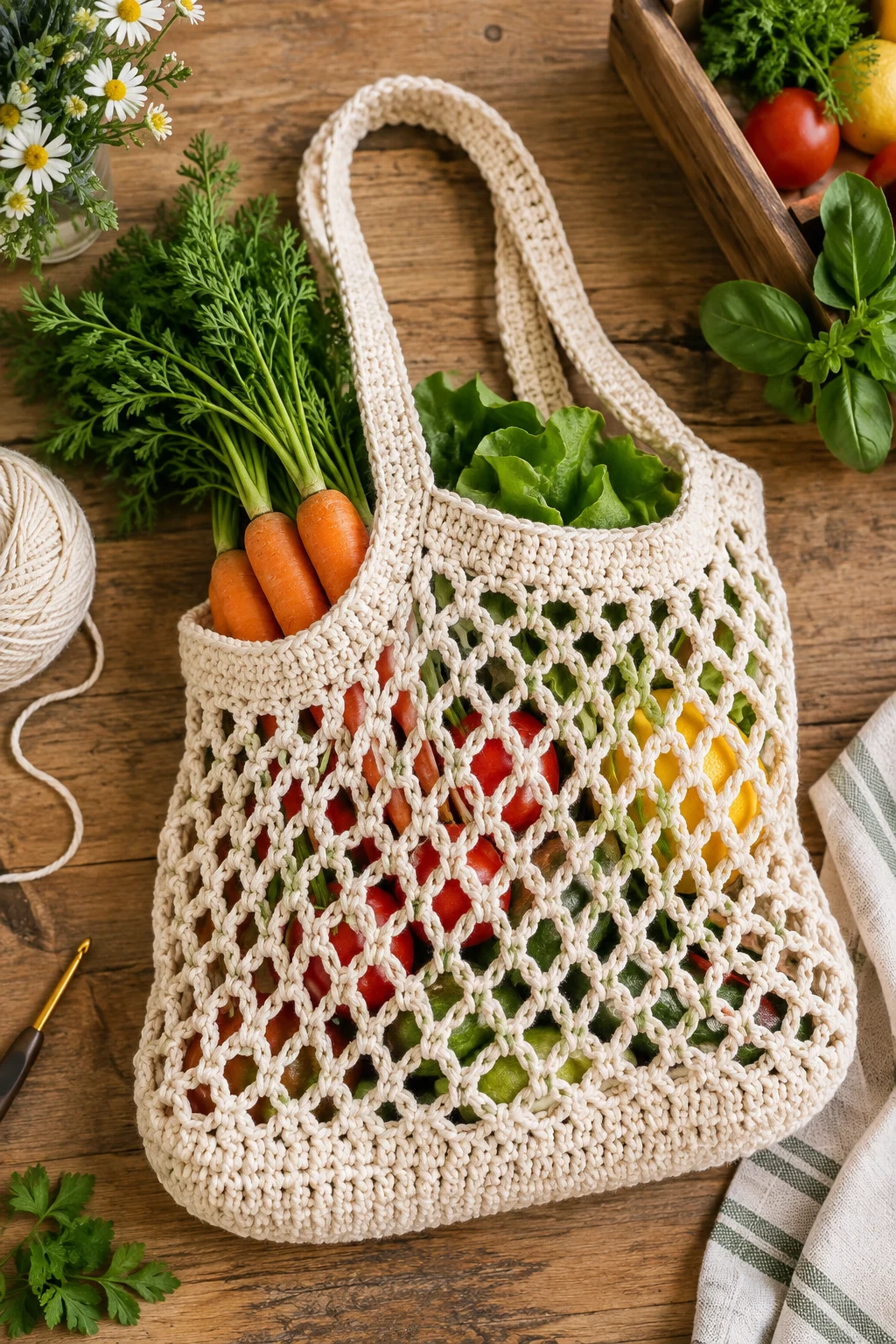 Farmer’s Market Crochet Produce Bag — crochet produce bag style outfit