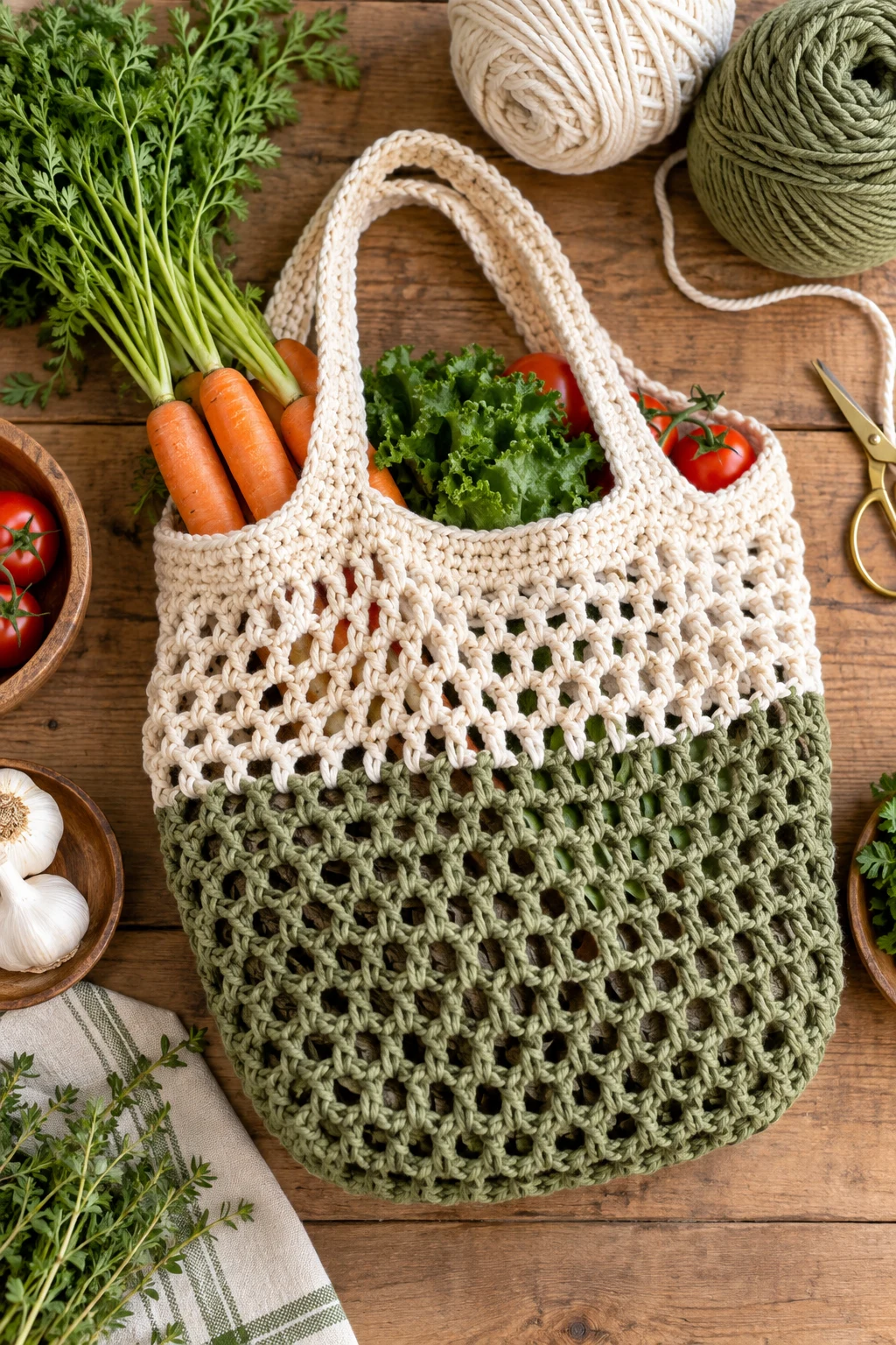 Two-Tone Crochet Produce Bag — crochet produce bag style outfit