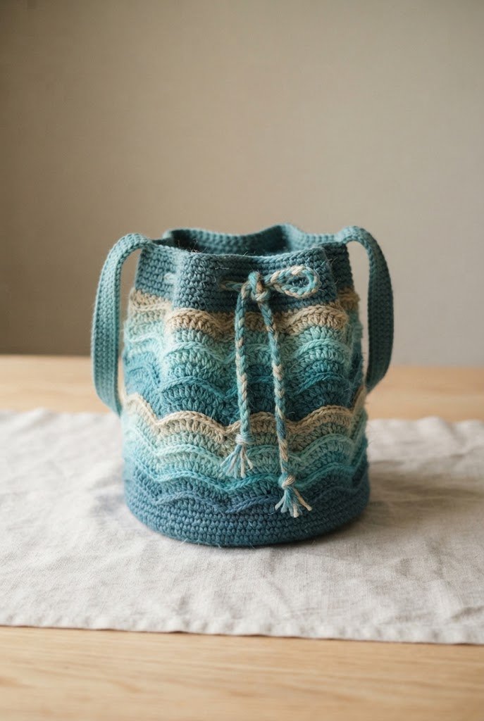 Tropical Lagoon Bucket Bag — crochet sea bag style outfit