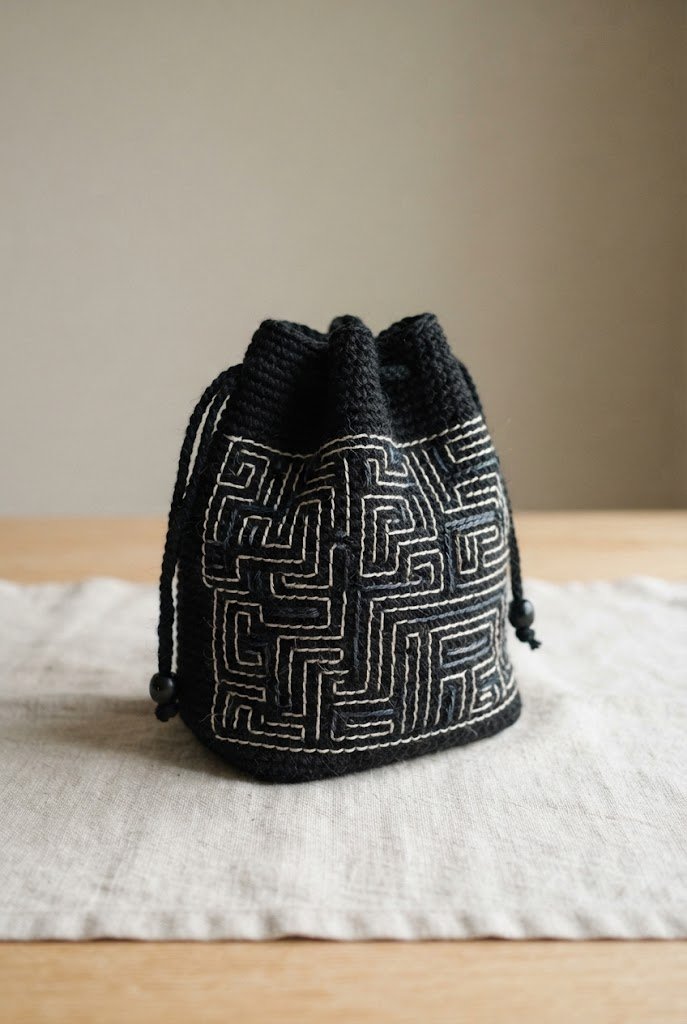 Abyssal Trench Blackwork Pouch — crochet sea bag style outfit