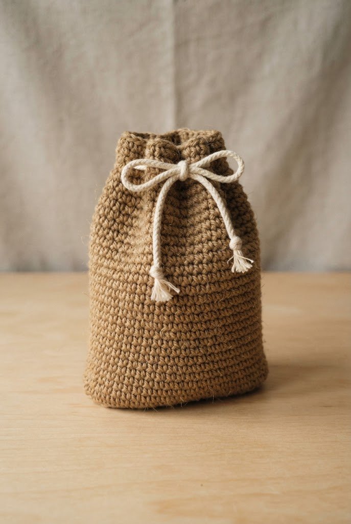 Sandy Shore Drawstring Sack — crochet sea bag style outfit