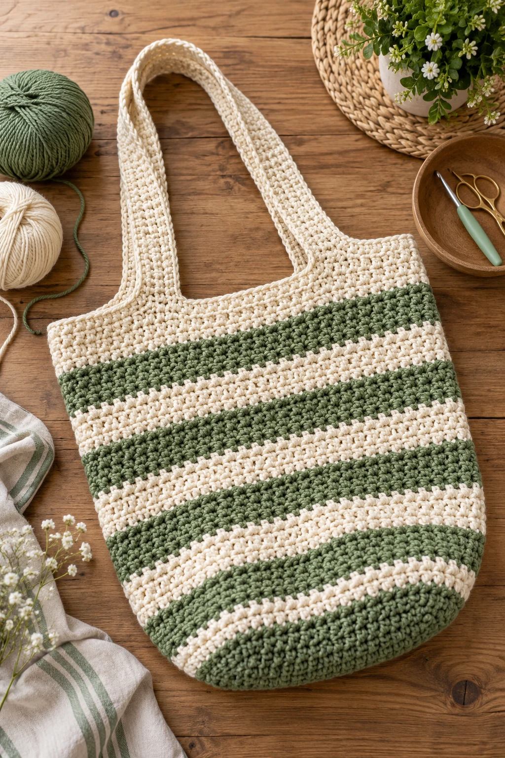 Striped Summer Market Bag — crochet side bag style outfit