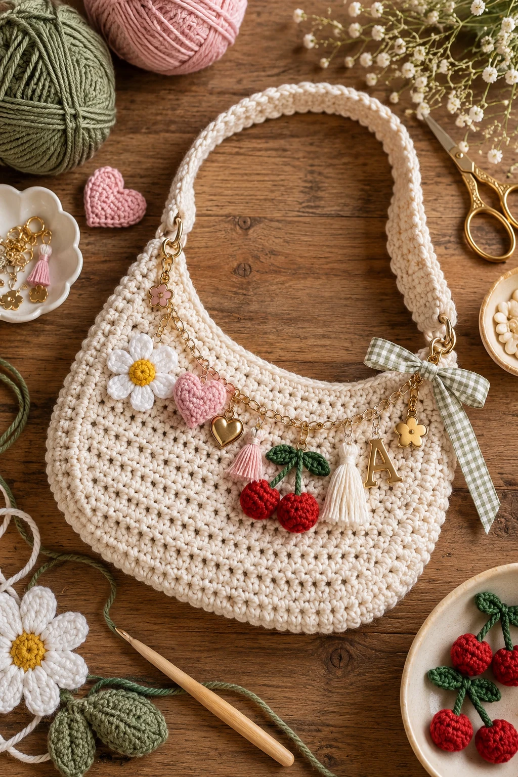 Personalized Charm Bag — crochet side bag style outfit