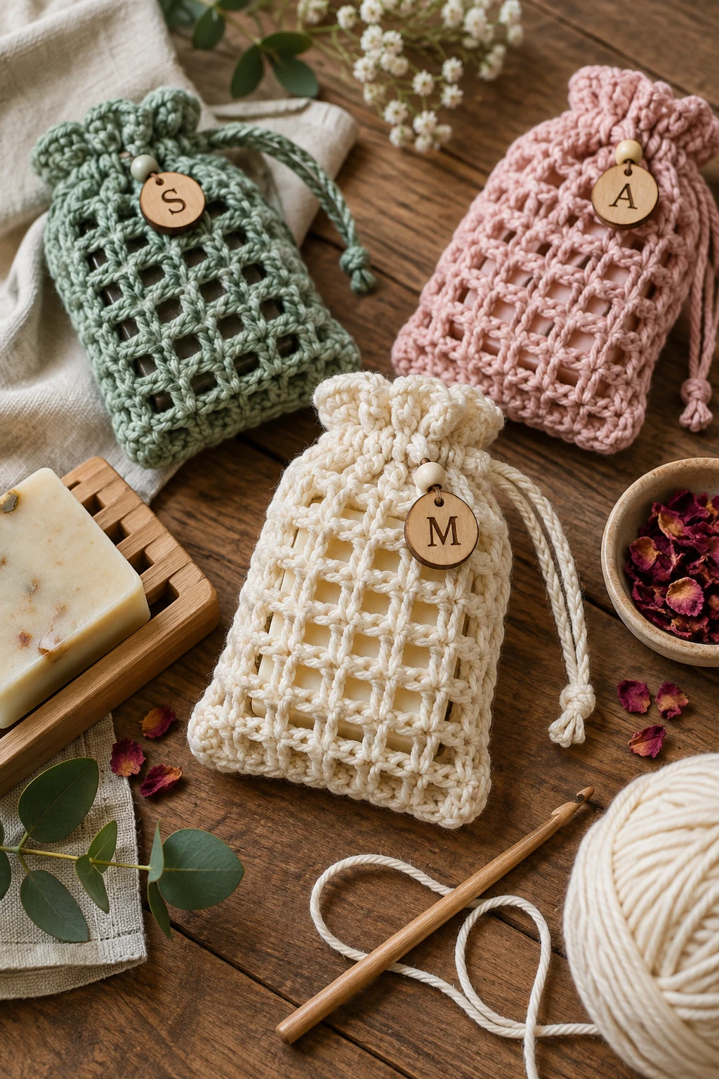 Personalized Soap Saver — crochet soap bag free pattern style outfit