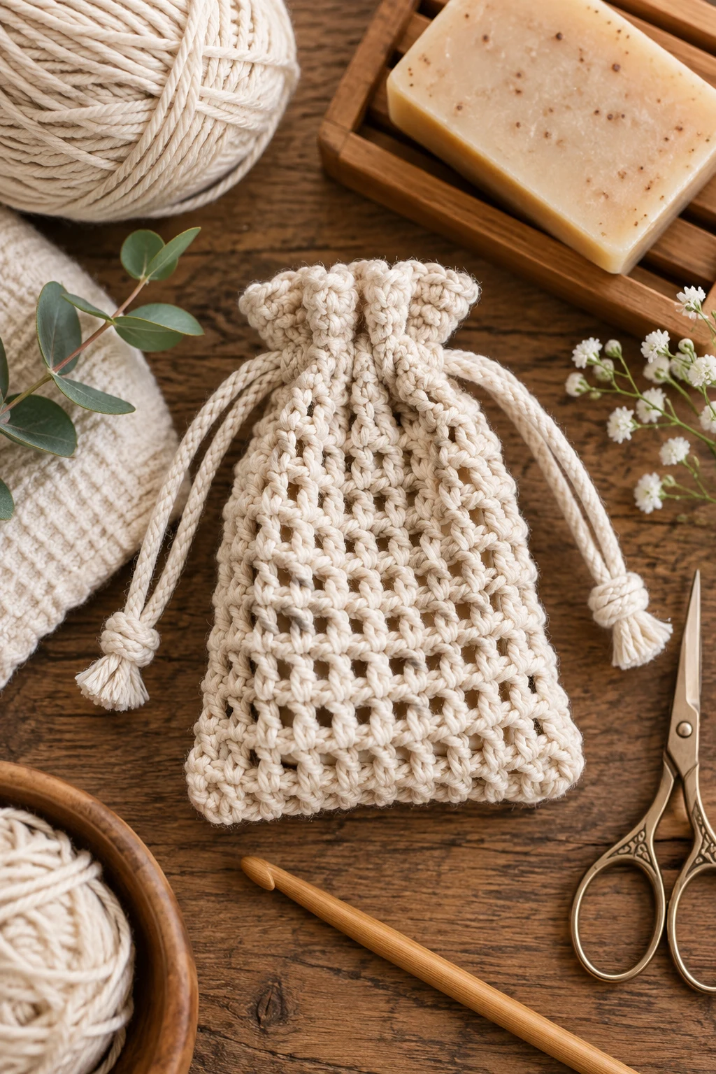 Beginner Drawstring Soap Bag — crochet soap bag free pattern style outfit