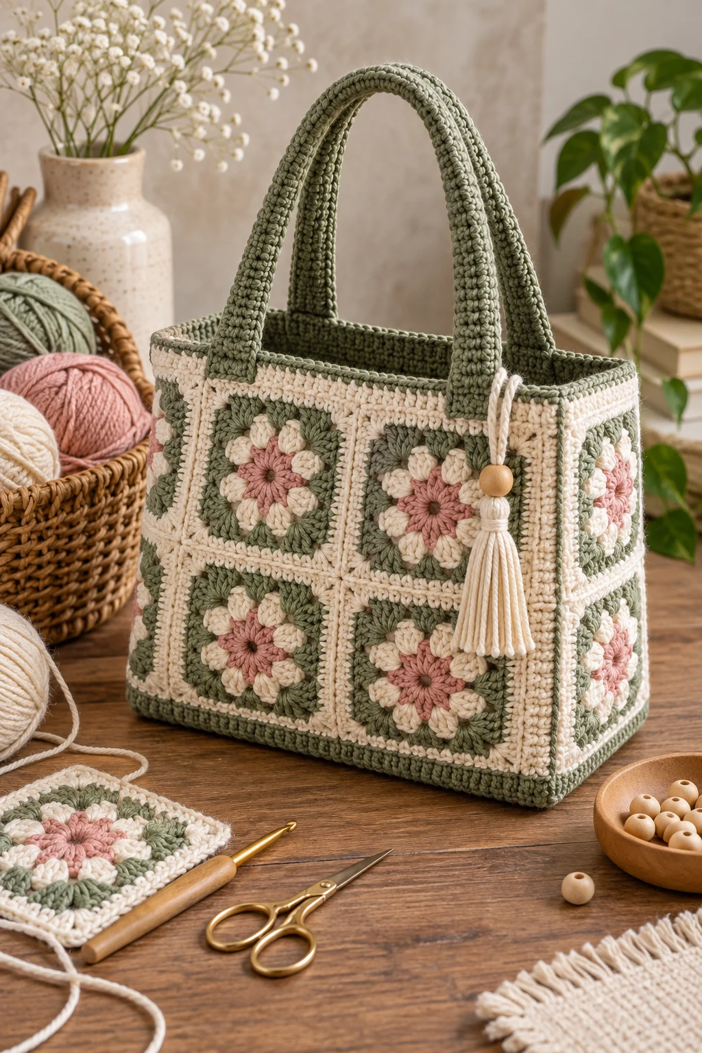 Structured Crochet Square Bag With a Firm Base — crochet square bag style outfit