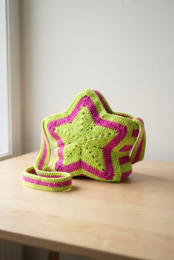 Neon Grunge Messenger Bag via a Crochet Star Bag Pattern — Crochet Star Bag Pattern style outfit