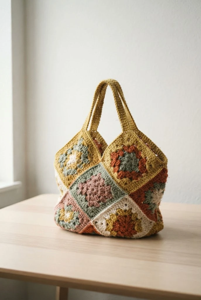 Granny Square Hybrid Built on a Crochet Star Bag Pattern — Crochet Star Bag Pattern style outfit