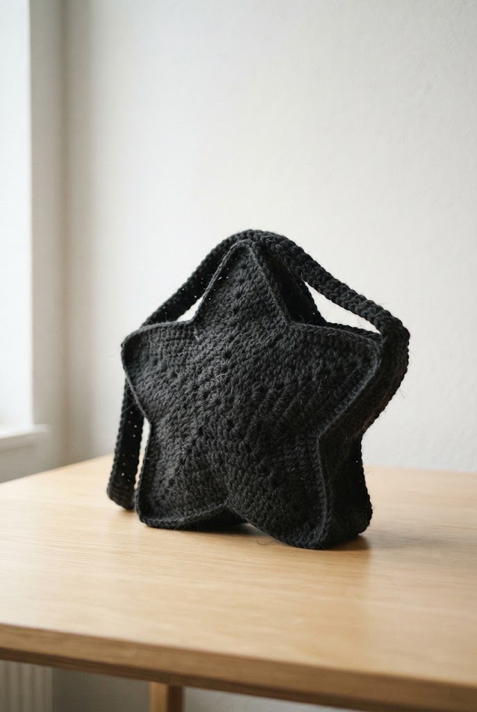 Grungy Gothic Blackwork Based on a Crochet Star Bag Pattern — Crochet Star Bag Pattern style outfit
