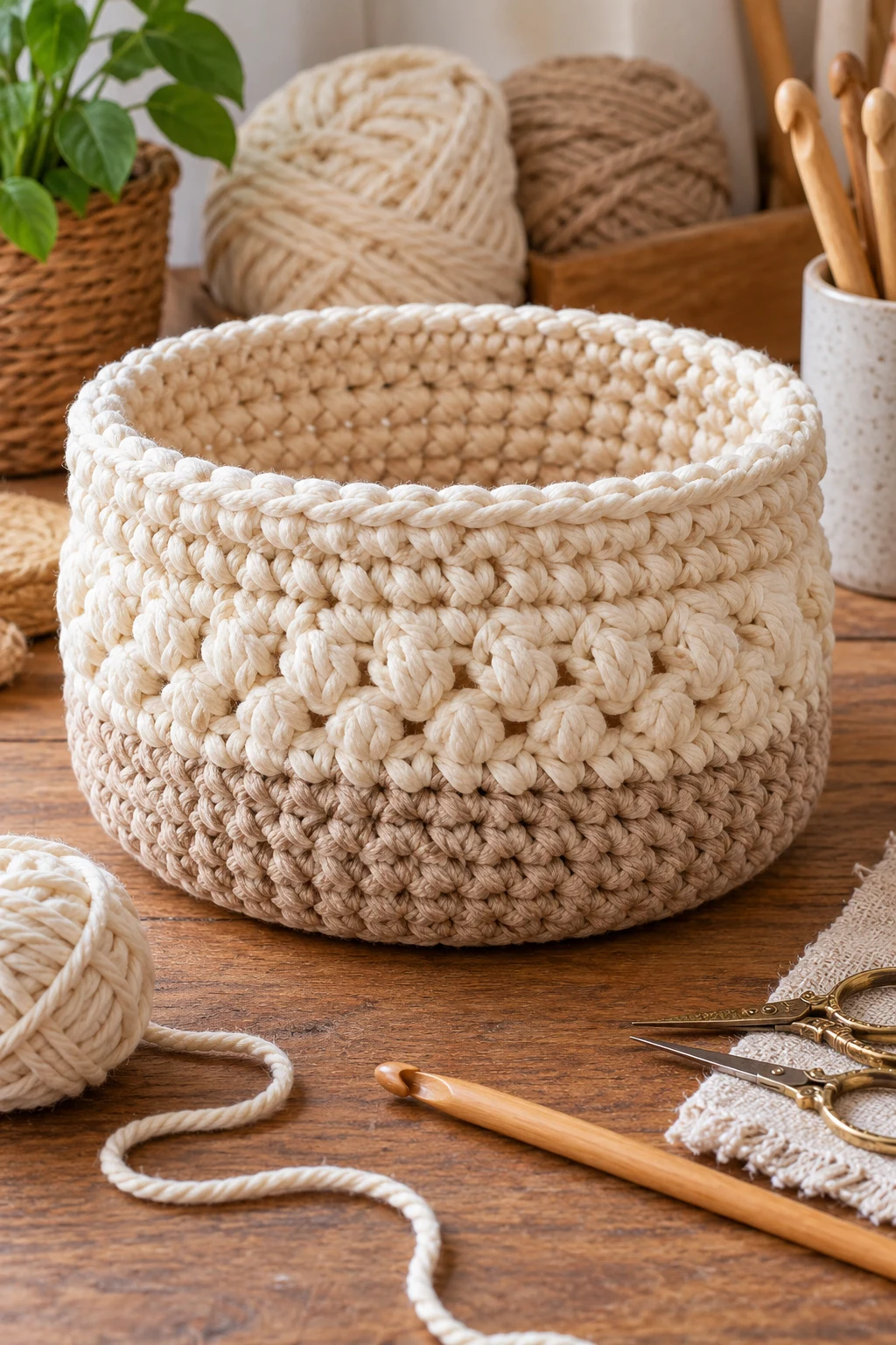 Round Crochet Storage Basket — crochet storage bag style outfit