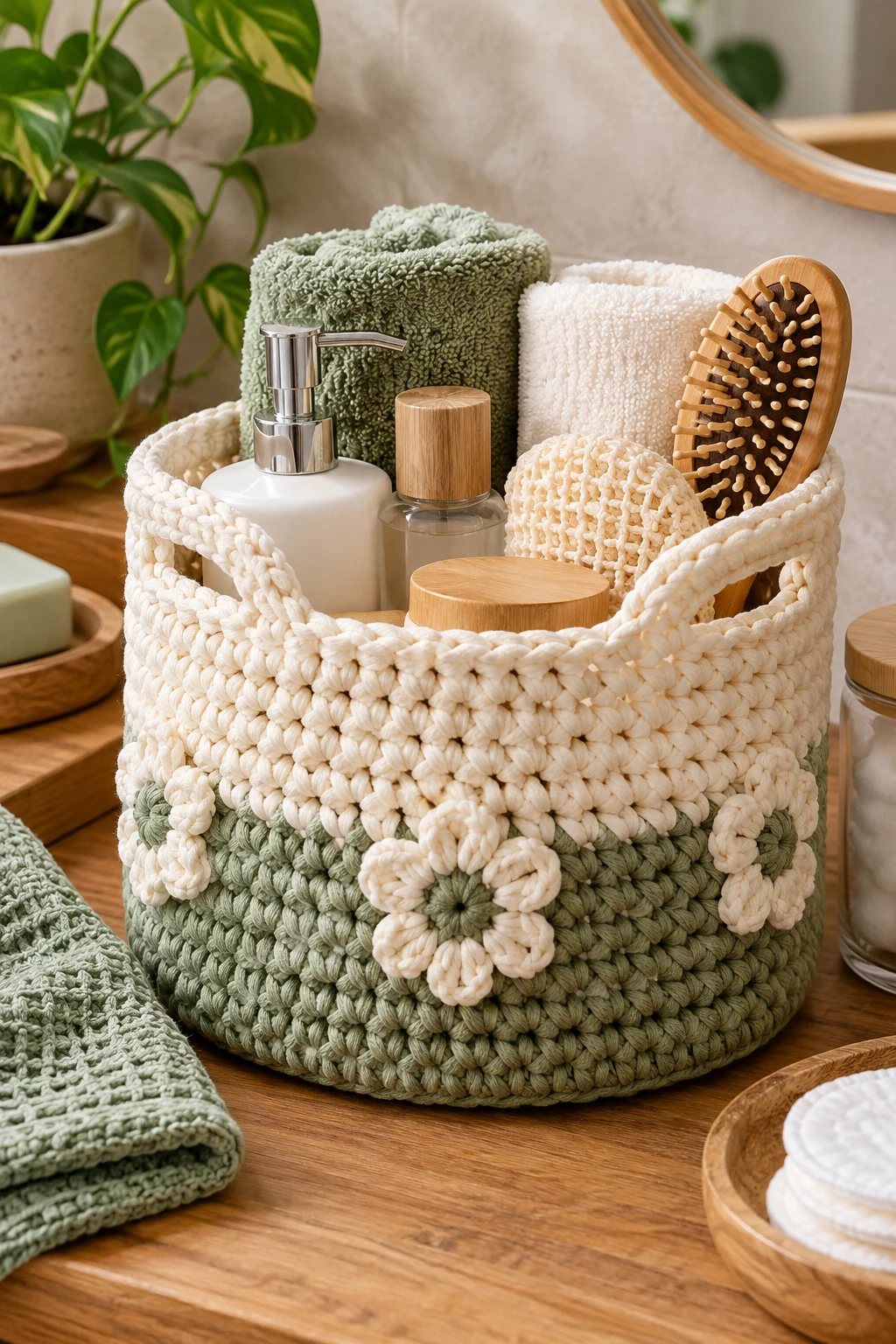 Crochet Bathroom Organizer — crochet storage bag style outfit