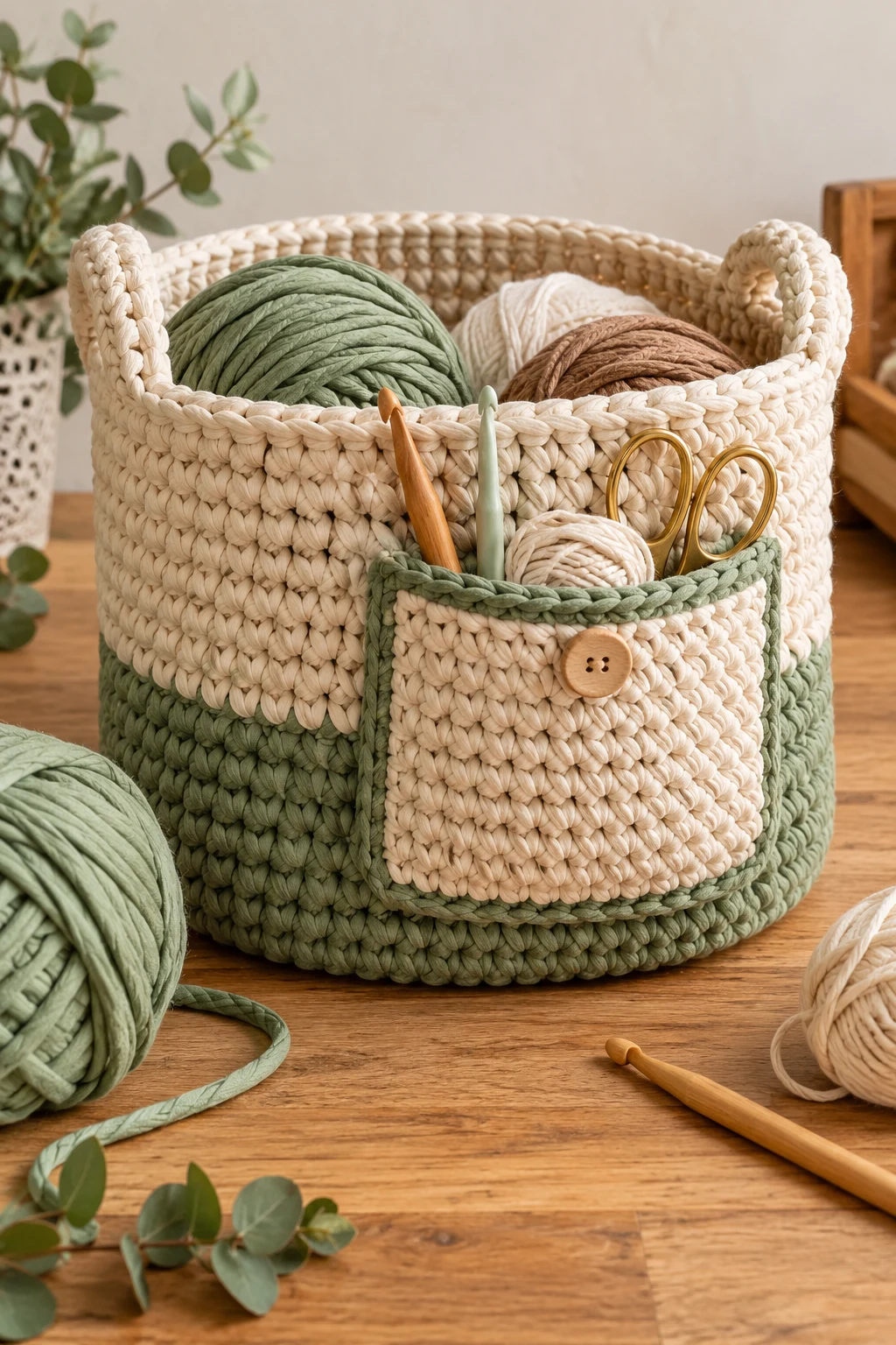 Crochet Storage Bag With Pocket — crochet storage bag style outfit