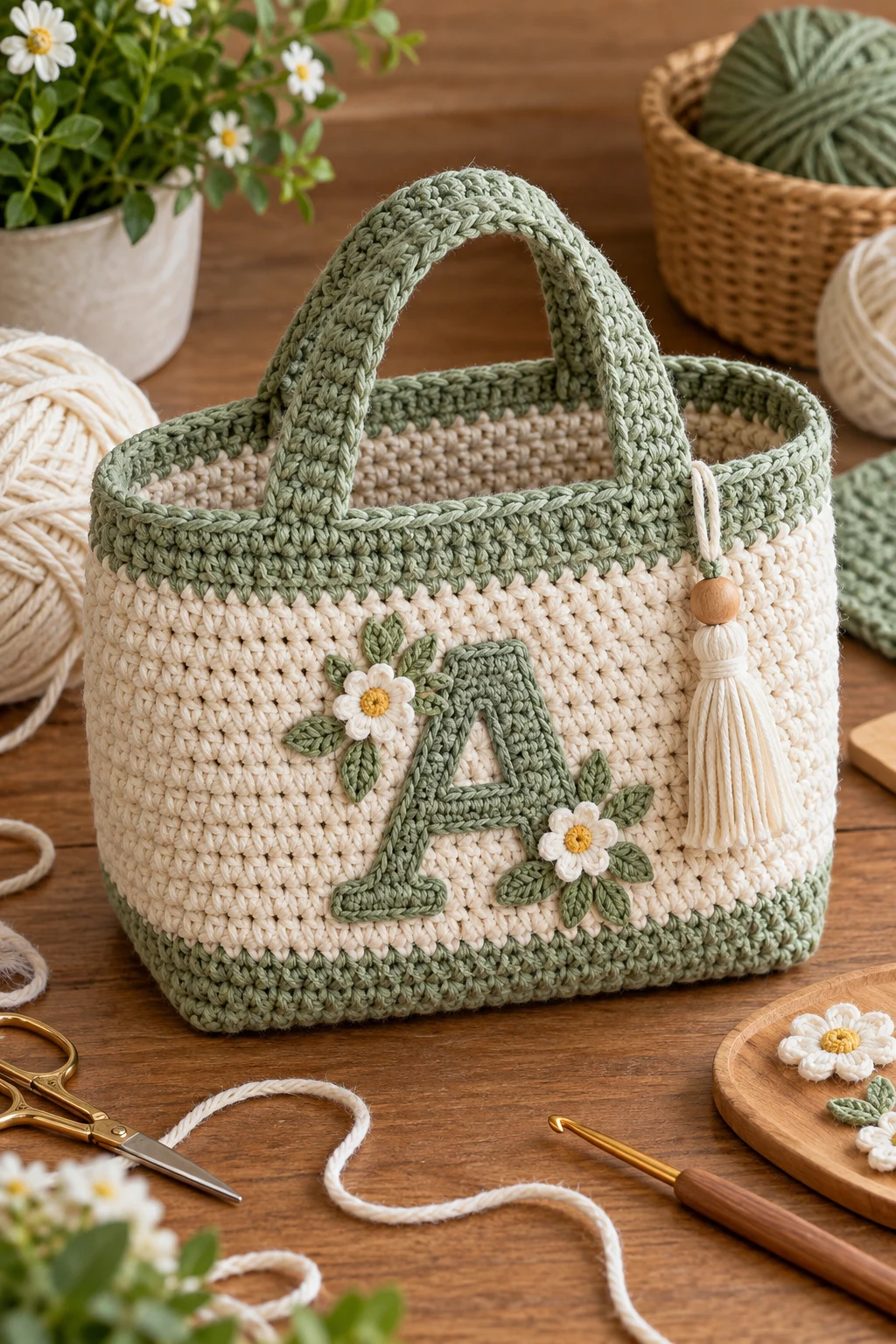 Personalized Monogram Storage Bag — crochet storage bag style outfit