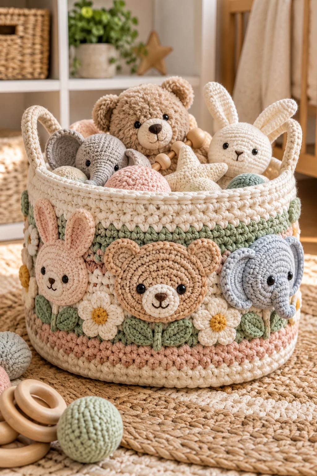 Nursery Toy Storage Bag — crochet storage bag style outfit