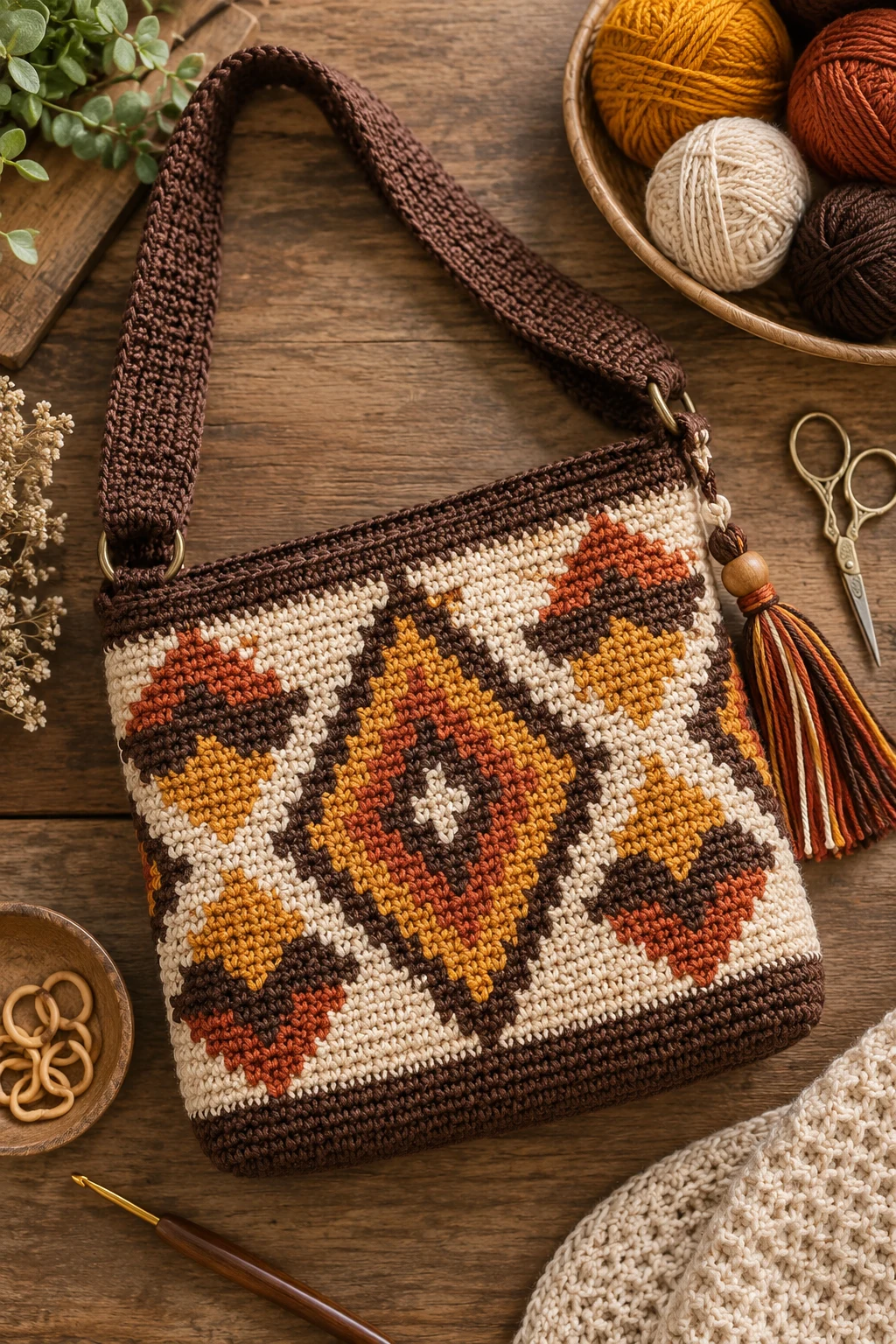 Sunset Diamond Crochet Tapestry Bag — crochet tapestry bag style outfit