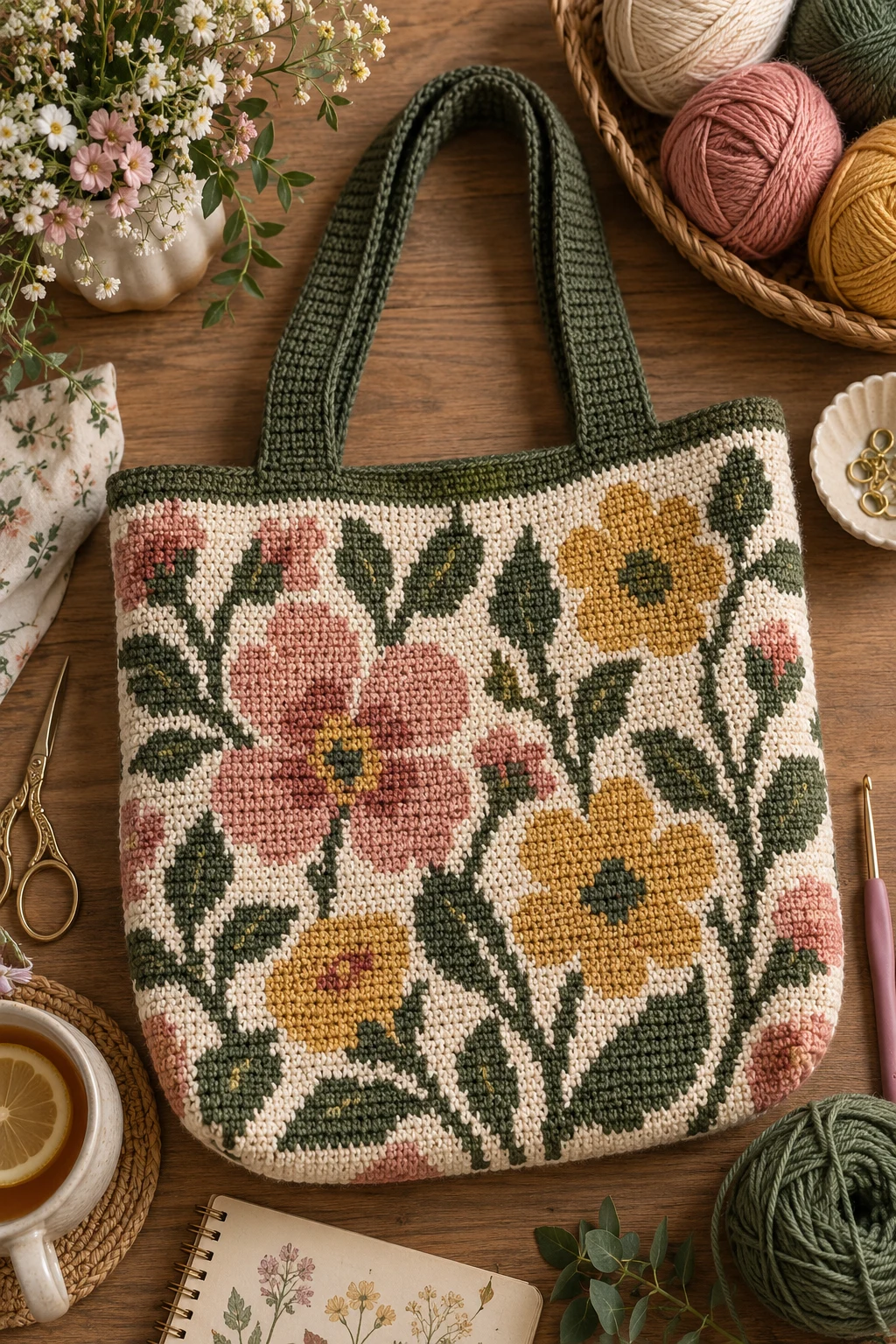Floral Garden Crochet Tapestry Bag — crochet tapestry bag style outfit