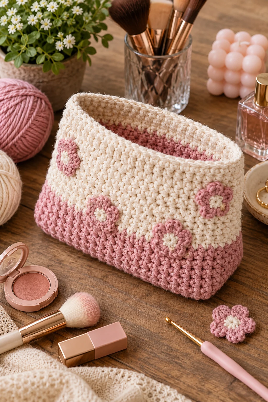 Beginner Crochet Makeup Bag With No Zipper — crochet toiletry bag style outfit