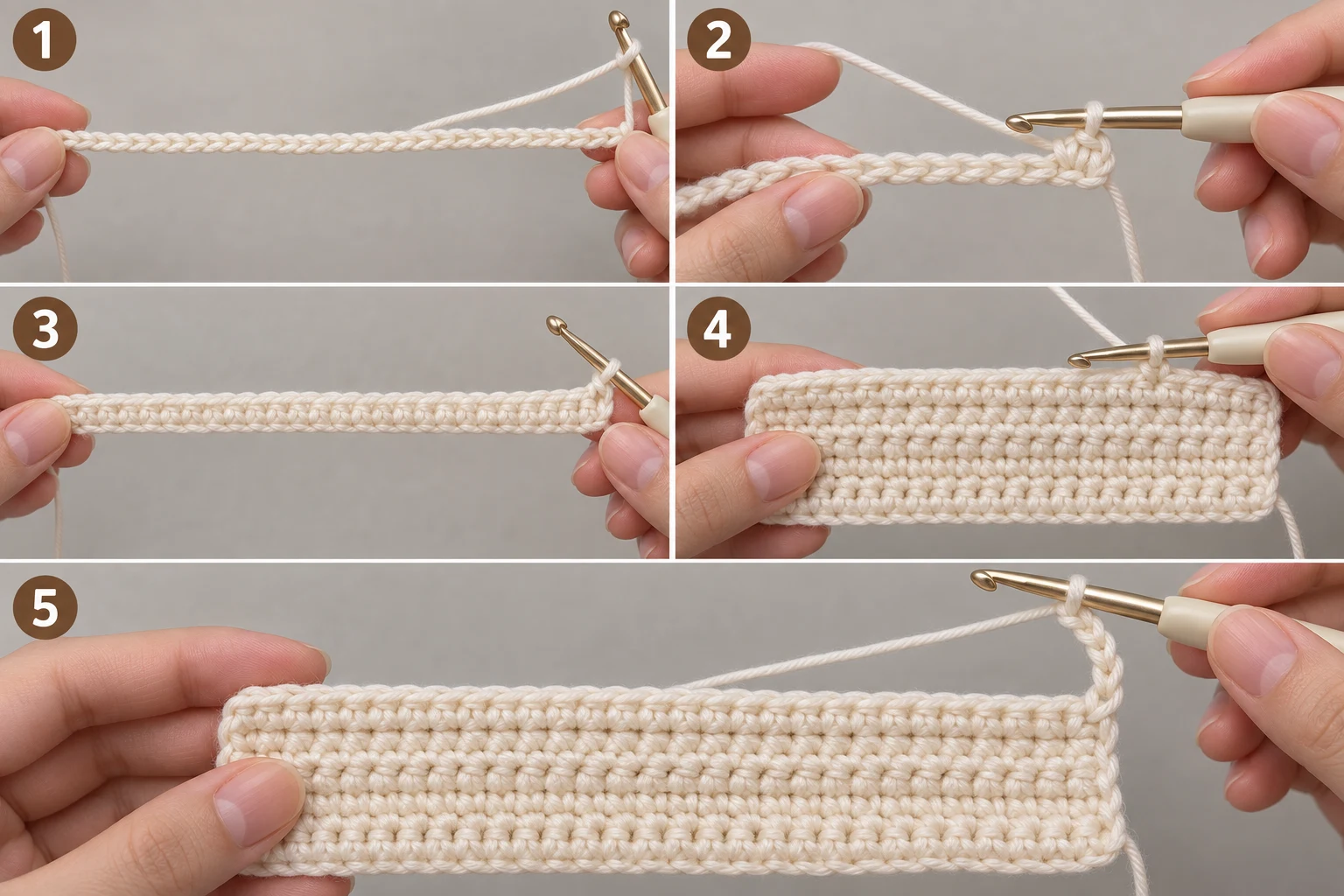 Steps 1–5 — crochet tote bag tutorials