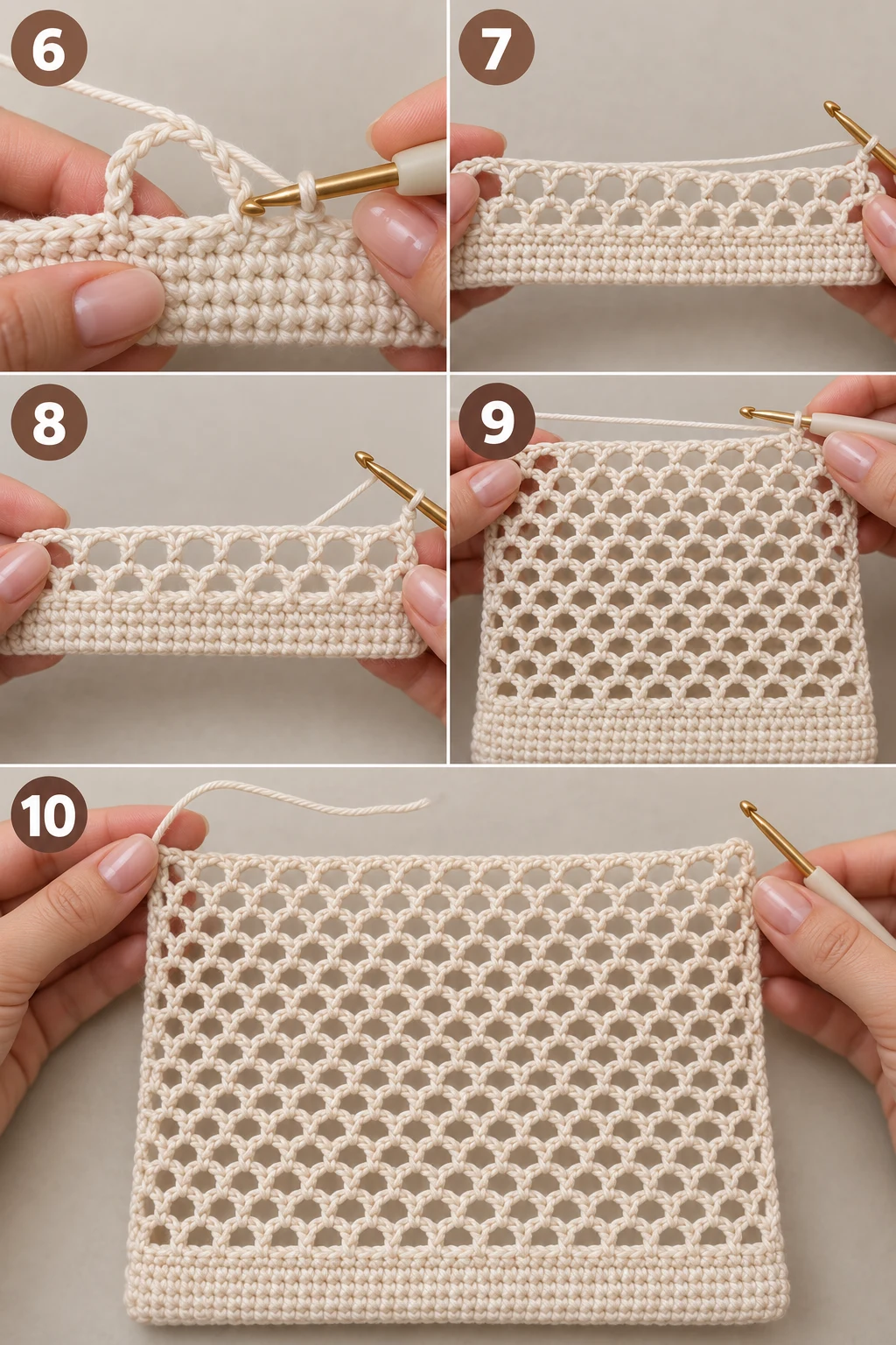Steps 6–10 — crochet tote bag tutorials