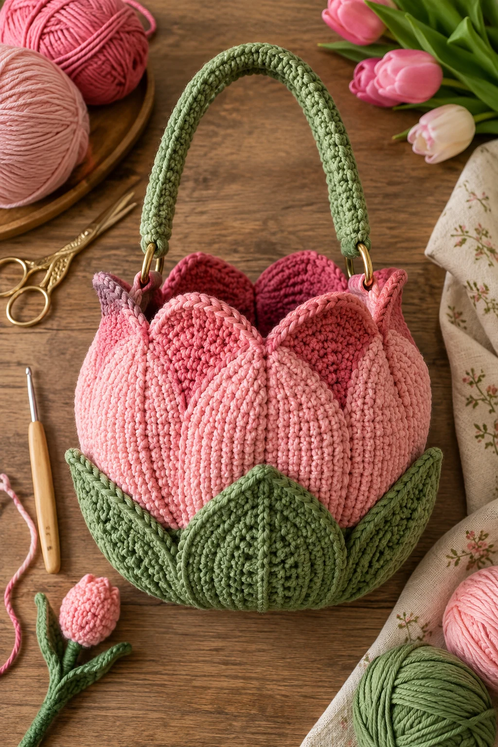 Classic Tulip Blossom Bag — crochet tulip bag style outfit
